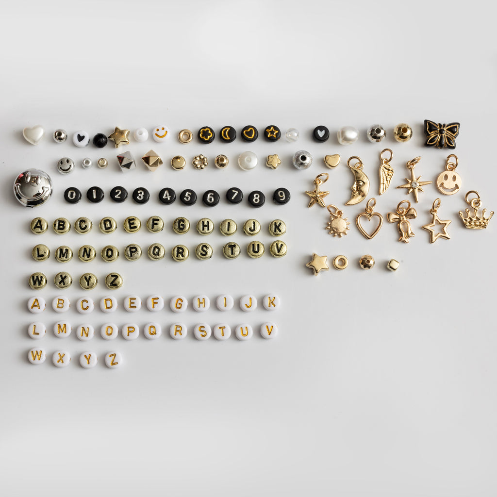 Super Big Mega Lux Metallic Black and White Letter Bead DIY Kit
