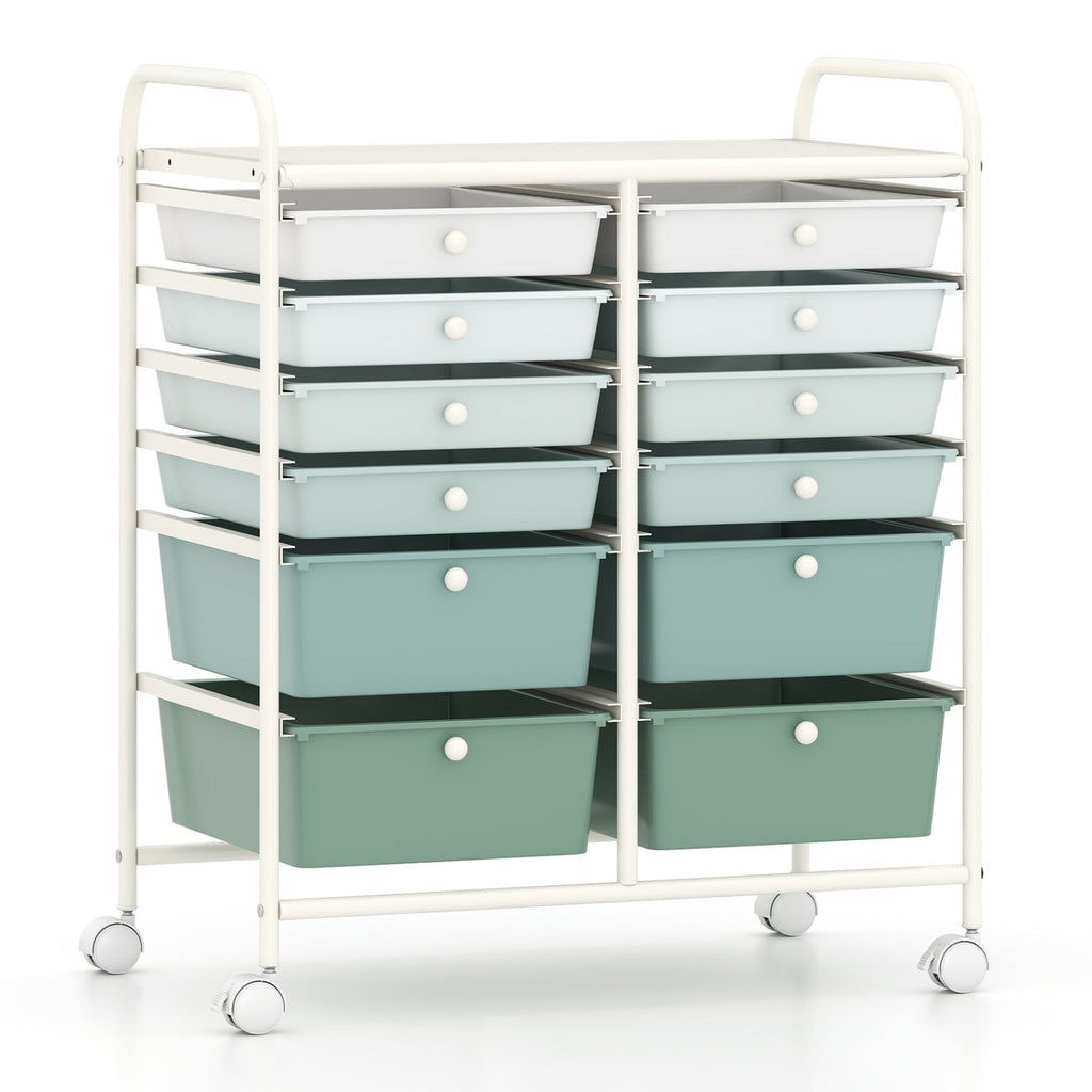 12 Storage Drawer Organizer Bins Rolling Cart