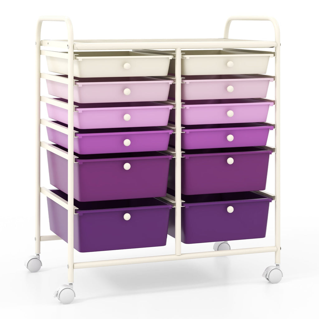 12 Storage Drawer Organizer Bins Rolling Cart