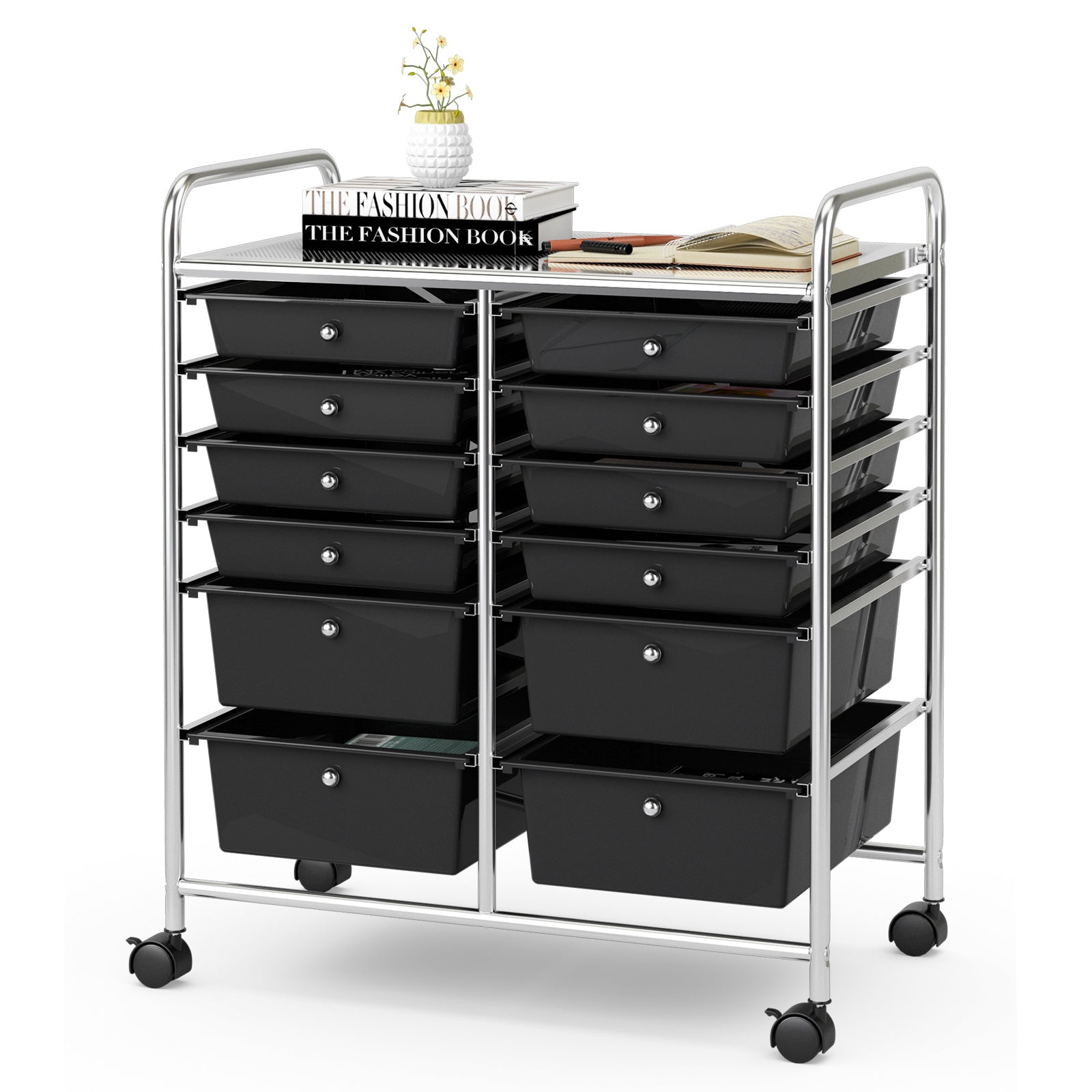 12 Storage Drawer Organizer Bins Rolling Cart