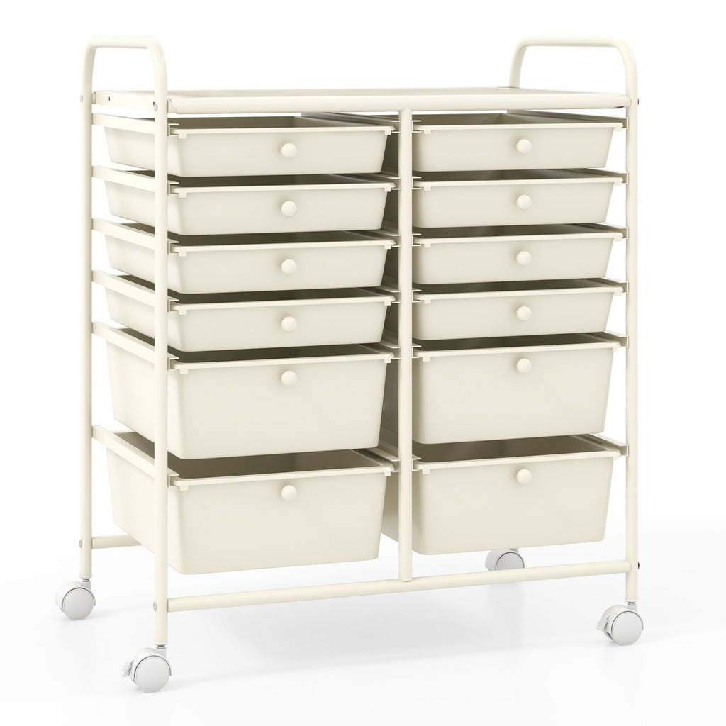 12 Storage Drawer Organizer Bins Rolling Cart
