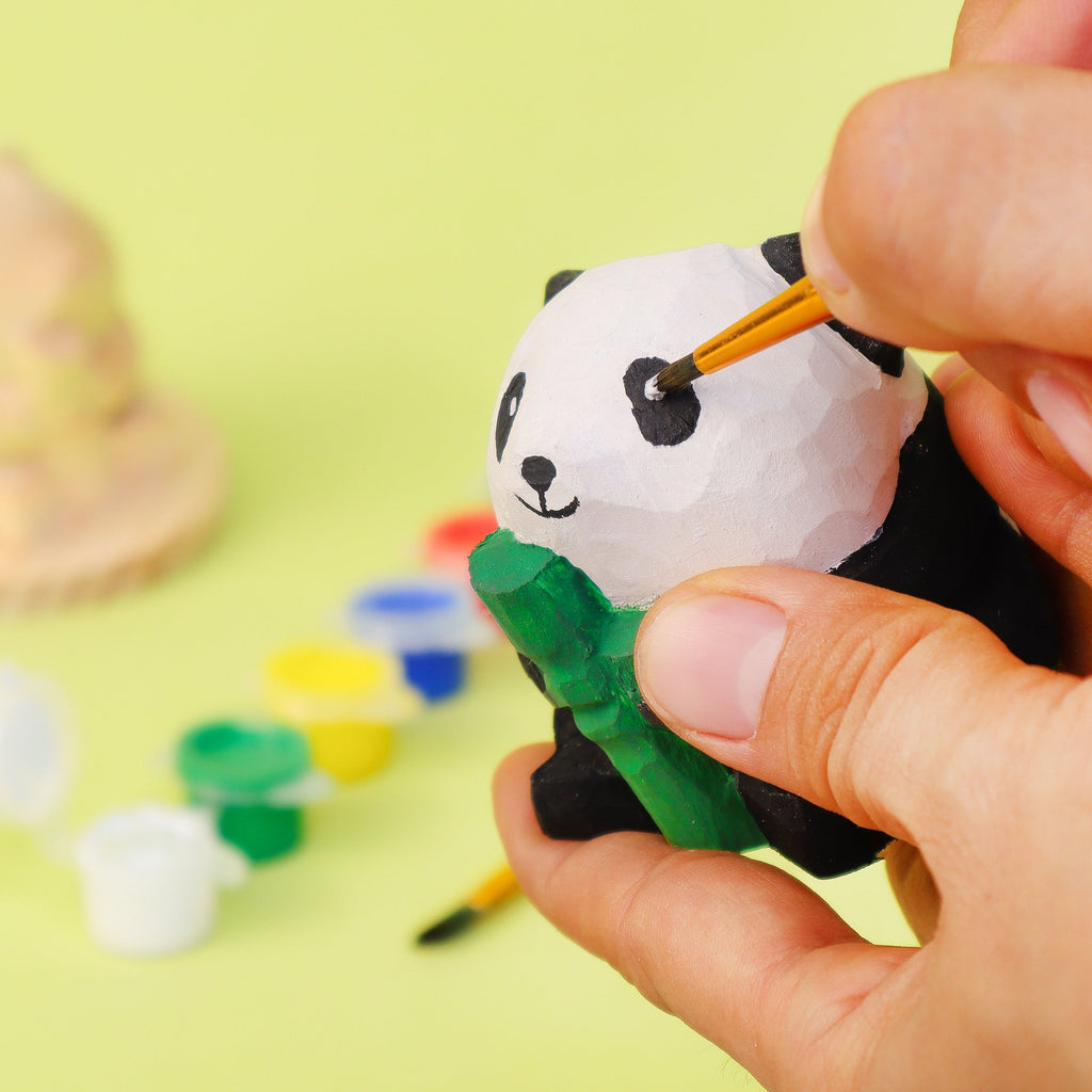 DIY Wooden Panda Painting Kit Hand Carved Craft Decor