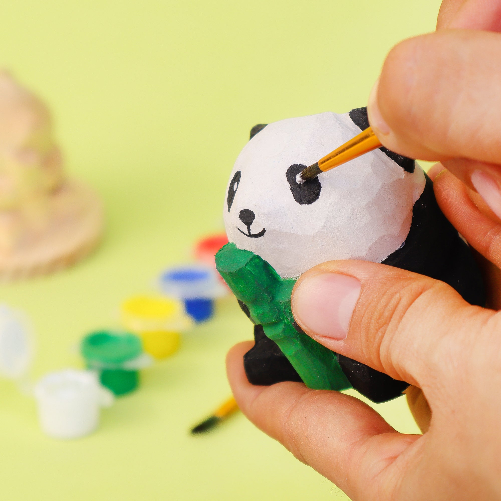 DIY Wooden Panda Painting Kit Hand Carved Craft Decor