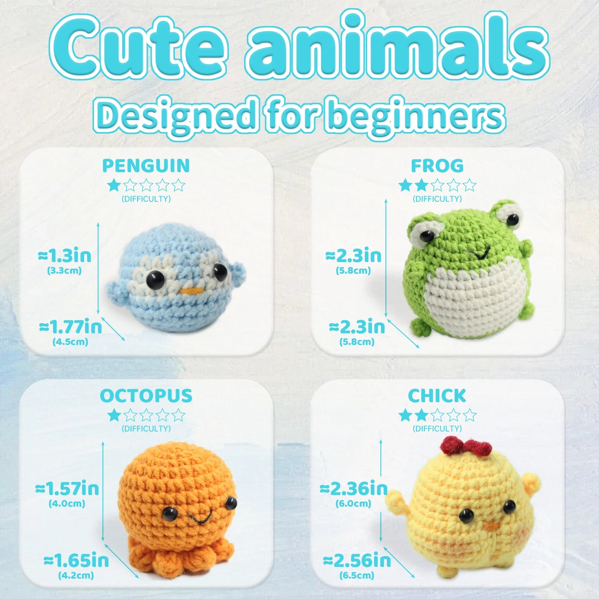 Animal Crochet Kit Beginner Starter Set DIY Knitting Supplies