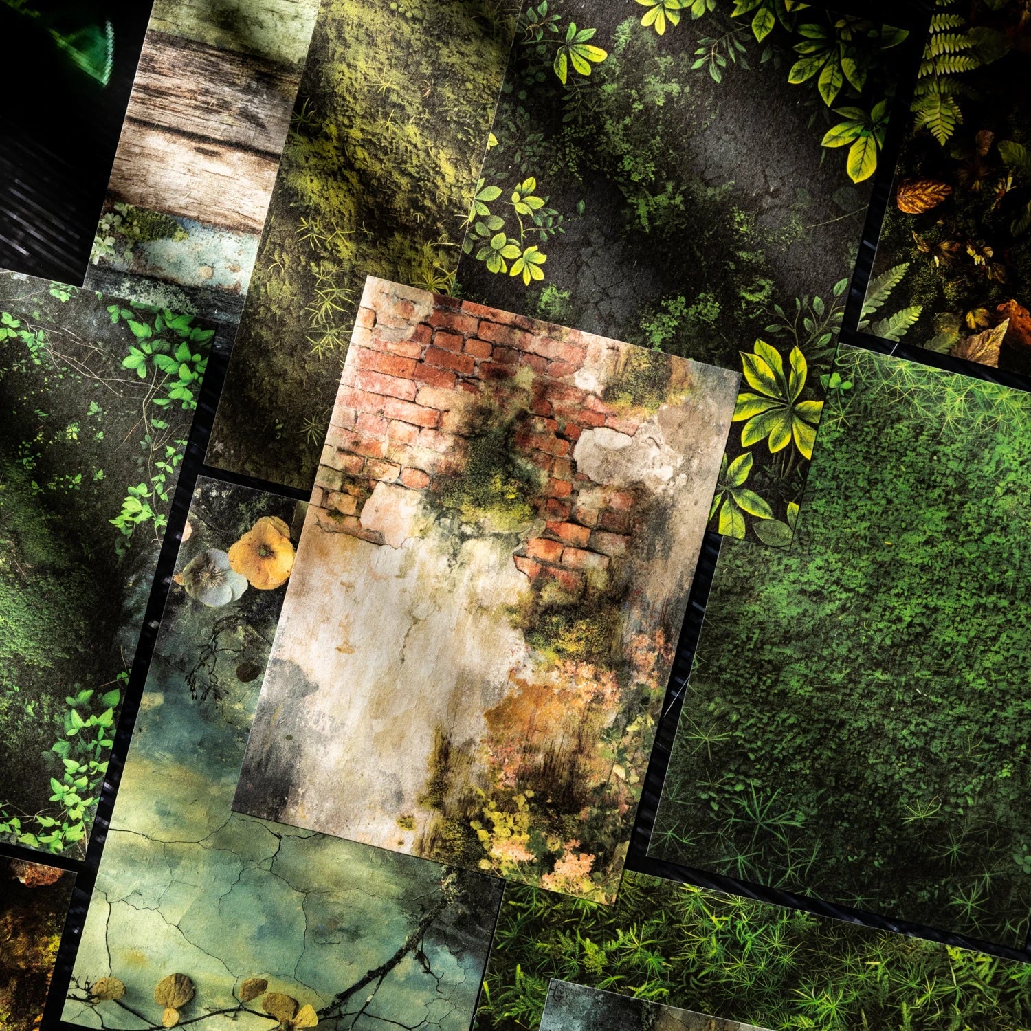 16 Sheets Nature Green Moss Theme Specialty Paper | Scrapbooking and Craft Supplies