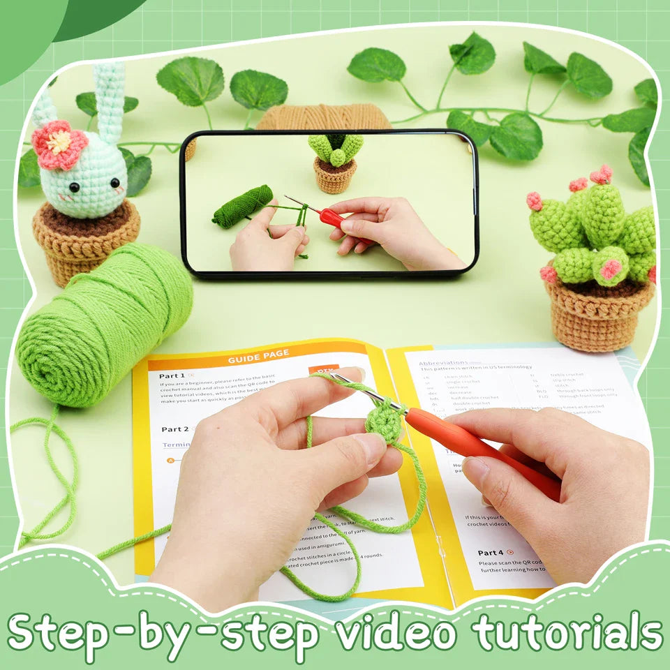 Beginner Crochet Kit Complete Supplies Video Tutorial DIY Craft