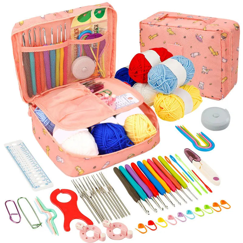 Beginner Crochet Kit Hook Set Yarn Portable Knitting Supplies