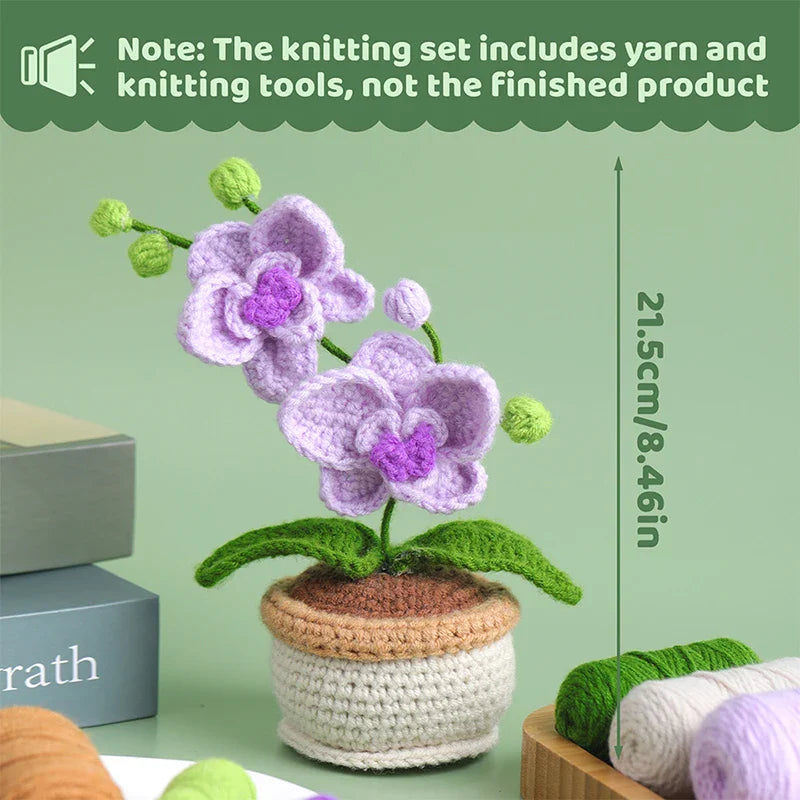 Moth Orchid Crochet Kit Beginner Yarn Hook Needles DIY