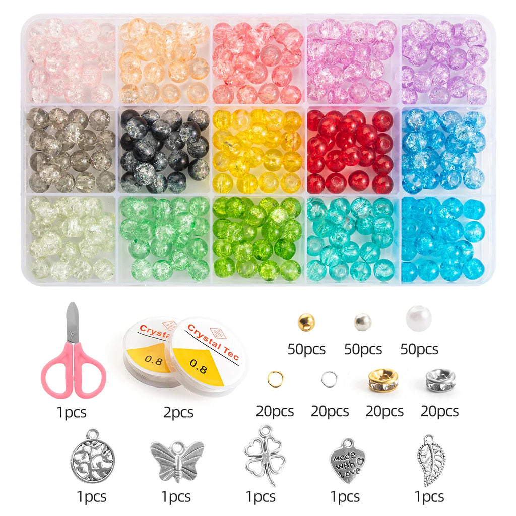 Glass Beads Bracelet Kit 28 Colors Crystal Gemstone DIY
