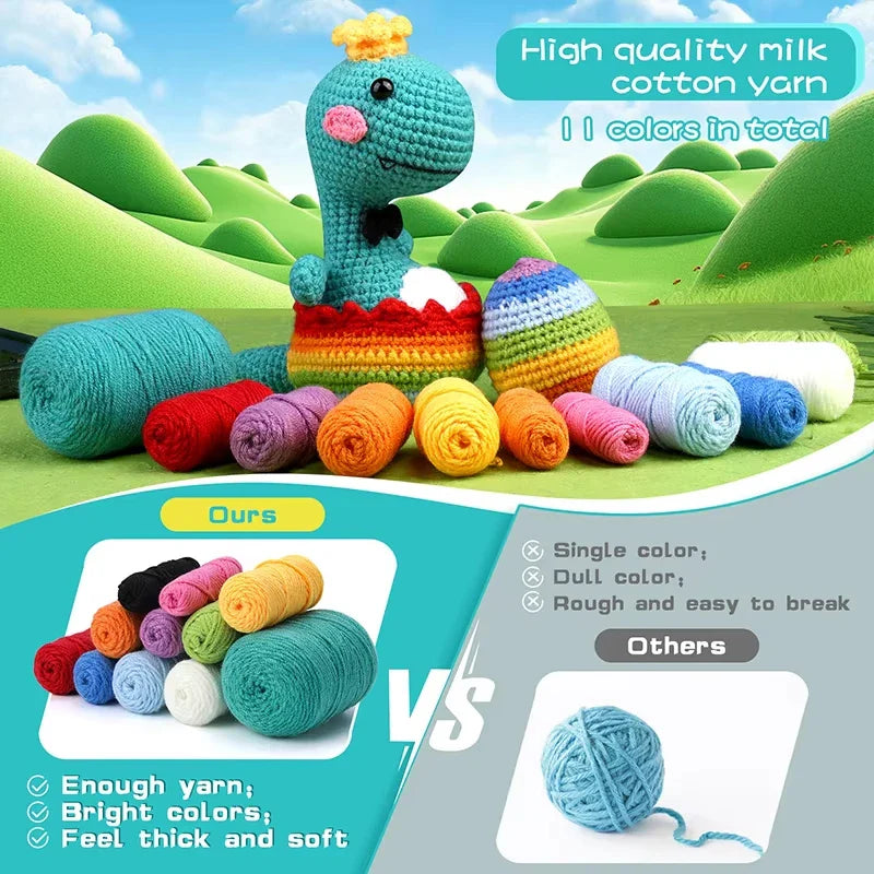 Dinosaur Crochet Kit Handmade Woven Doll DIY Knitting Set