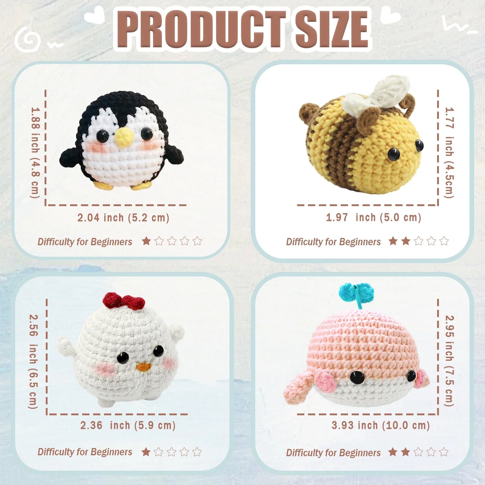 Animal Crochet Kit Beginner Starter Set DIY Knitting Supplies