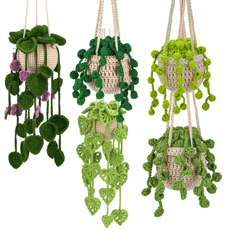 Crochet Hanging Plant Kit Easy DIY Yarn Knitting Tools