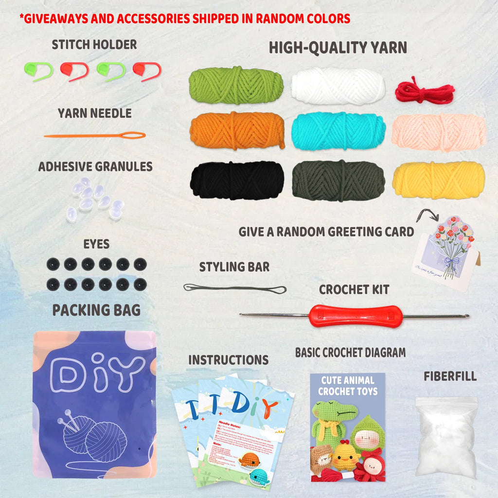Animal Crochet Kit Beginner Starter Set DIY Knitting Supplies
