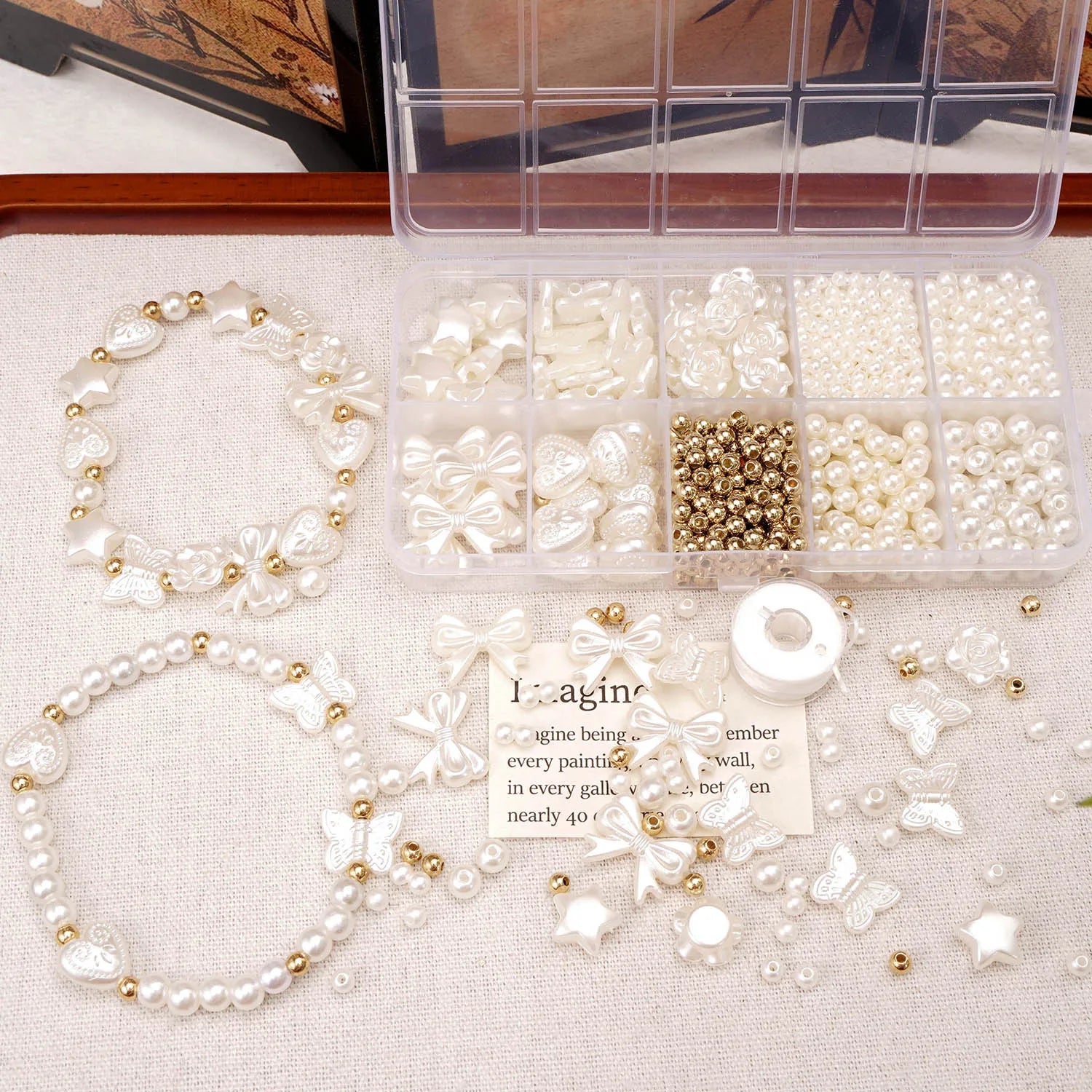 800pcs/box Faux Pearl Beading Kit For DIY Jewelry Making Loose Spacer Beads Bracelet Necklace Earring Accessories Craft Supplies