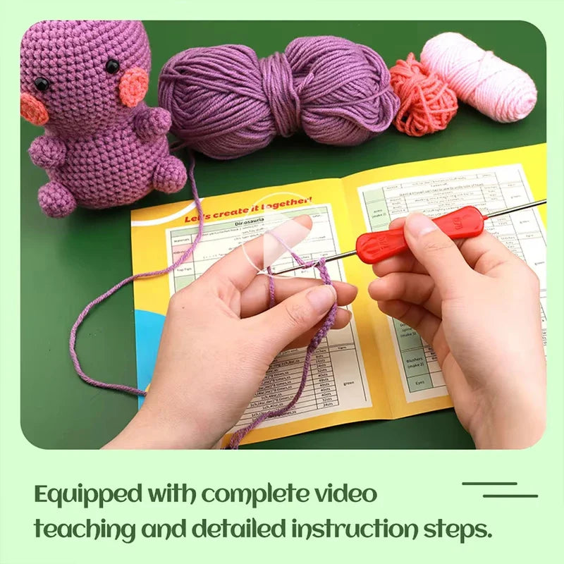 Dinosaur Crochet Kit Handmade Woven Doll DIY Knitting Set