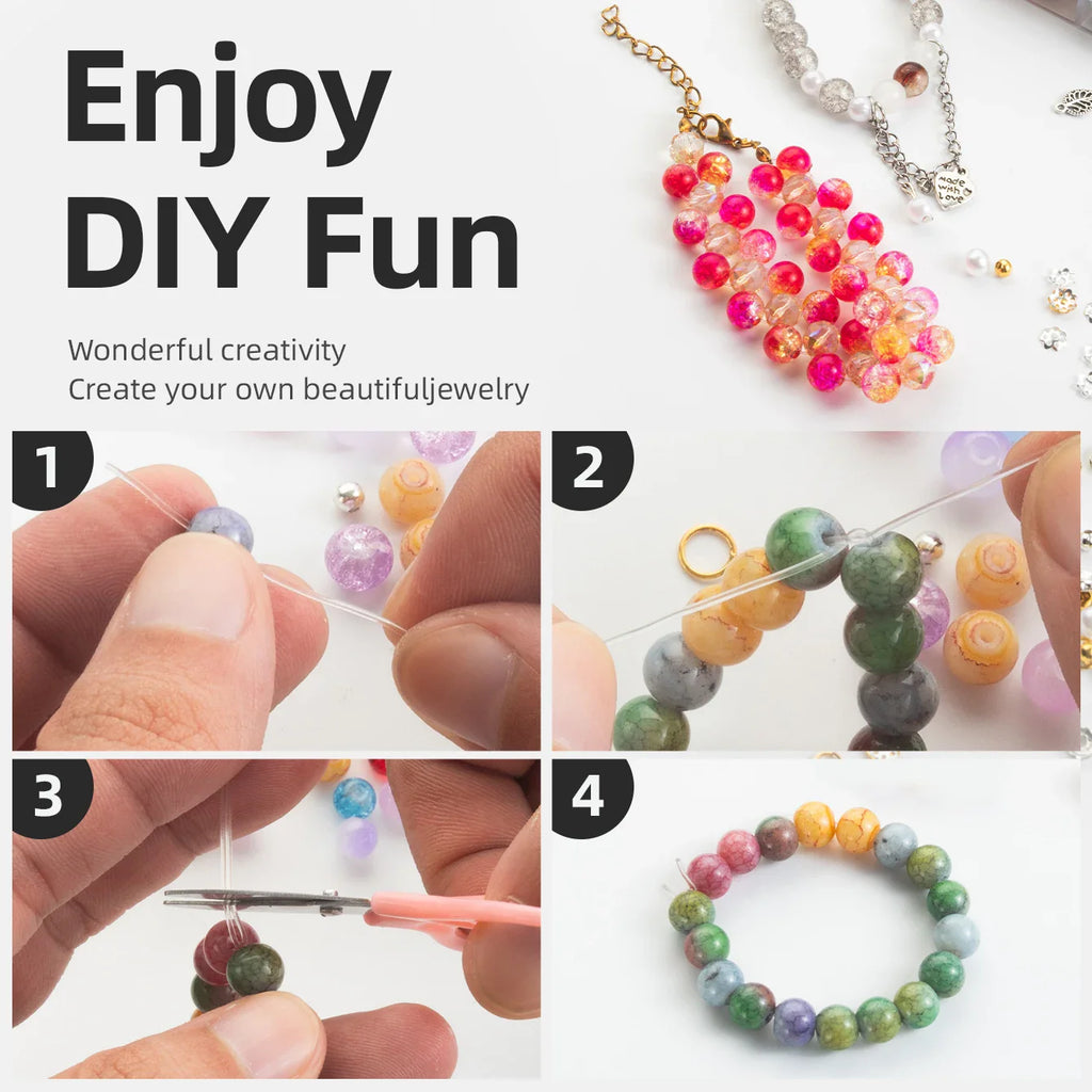 Glass Beads Bracelet Kit 28 Colors Crystal Gemstone DIY