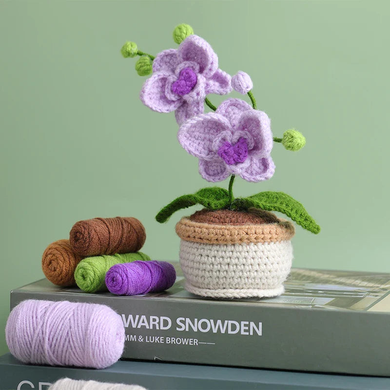 Moth Orchid Crochet Kit Beginner Yarn Hook Needles DIY