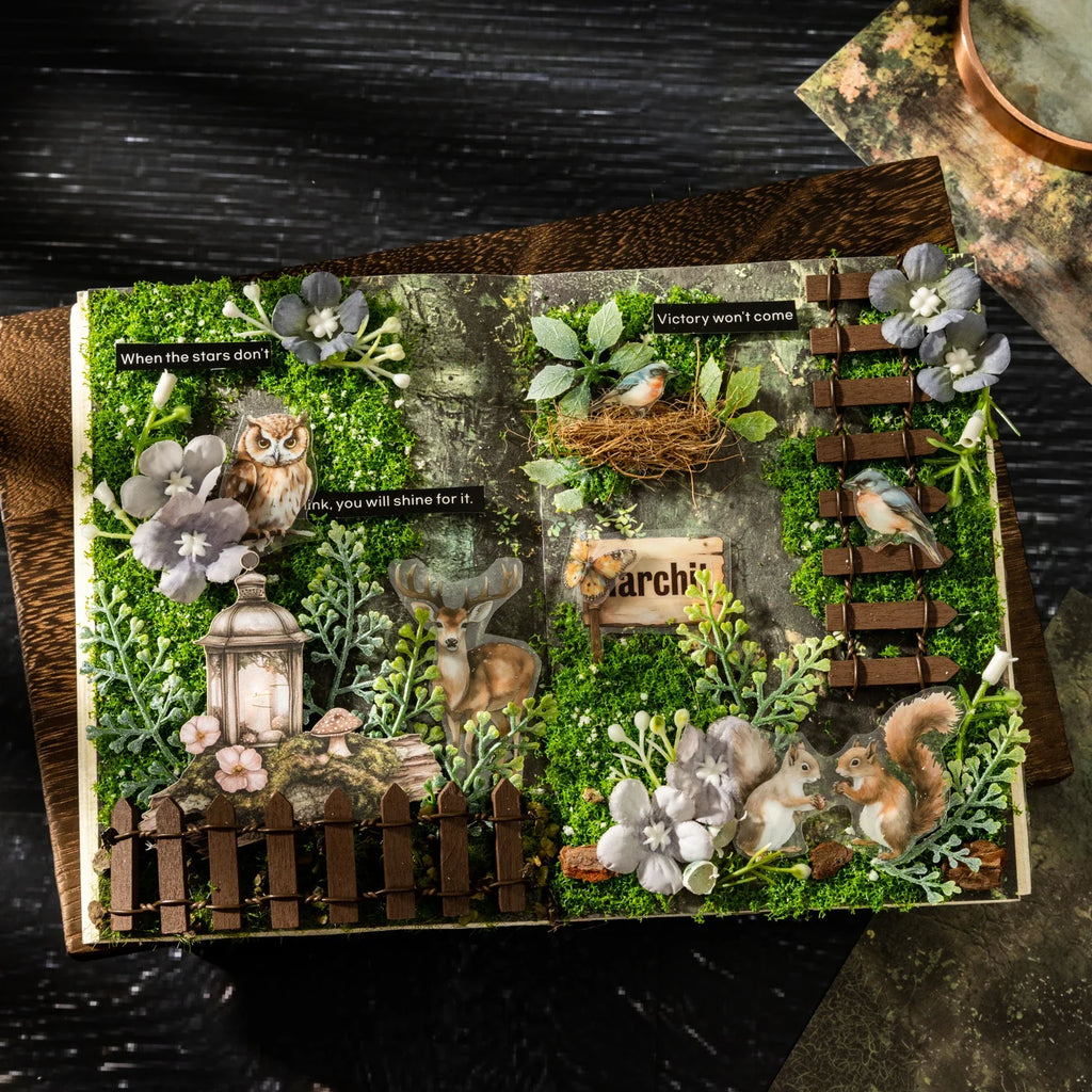 16 Sheets Nature Green Moss Theme Specialty Paper | Scrapbooking and Craft Supplies
