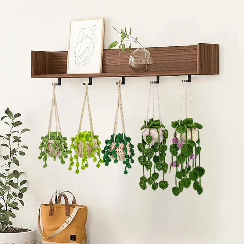 Crochet Hanging Plant Kit Easy DIY Yarn Knitting Tools