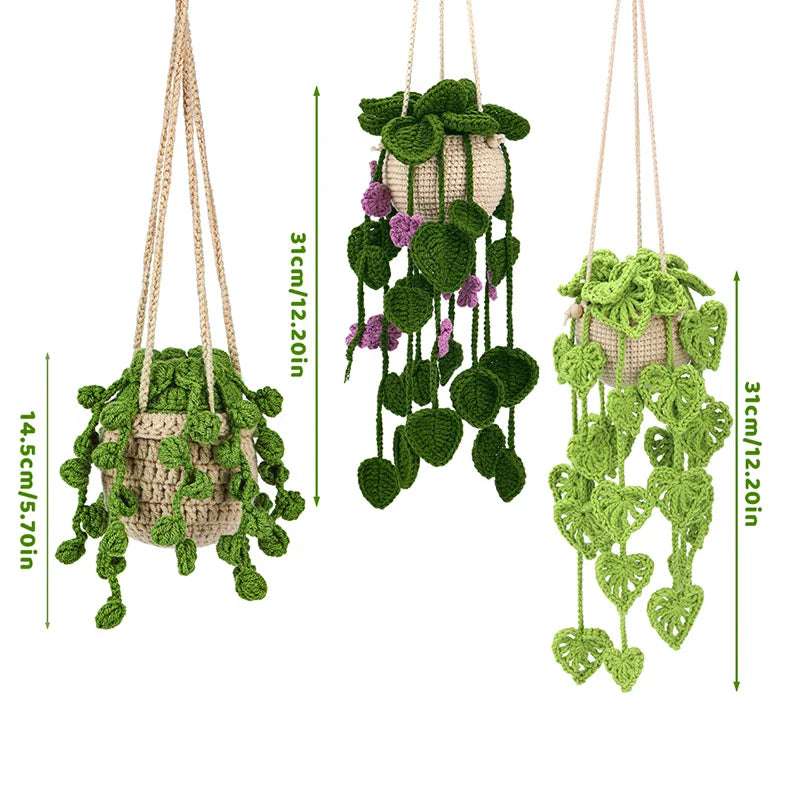 Crochet Hanging Plant Kit Easy DIY Yarn Knitting Tools