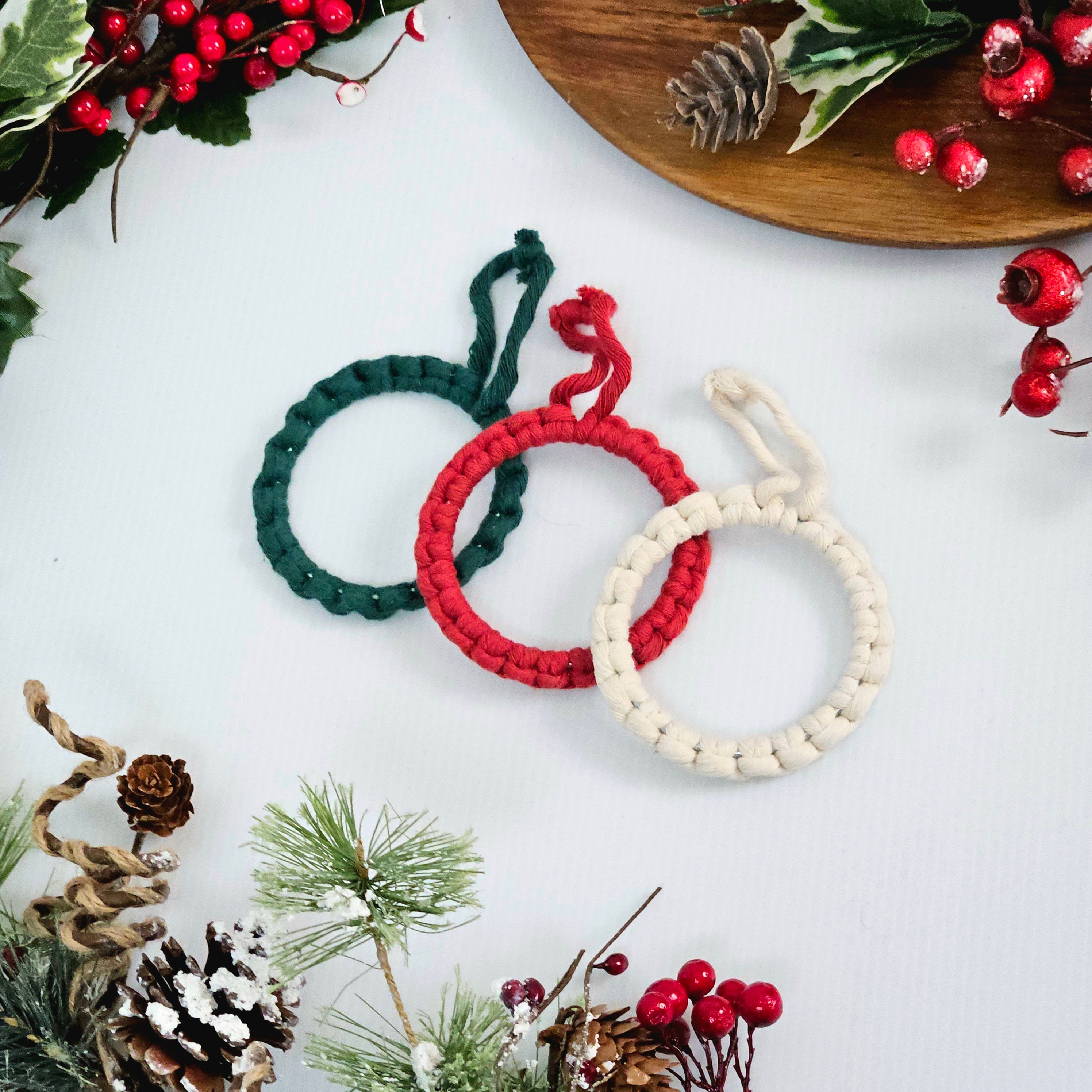 DIY Christmas ornament kit. Macrame christmas ornament set. Christmas craft kits for adults and kids. Boho ornament. Christmas home decor