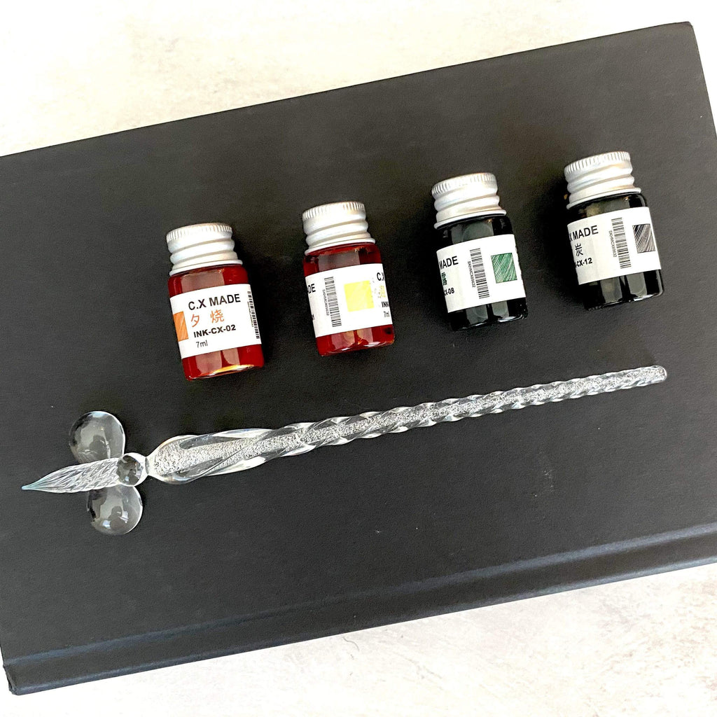 Hand-Blown Glass Dip Pen Set - Elegant Calligraphy & Writing