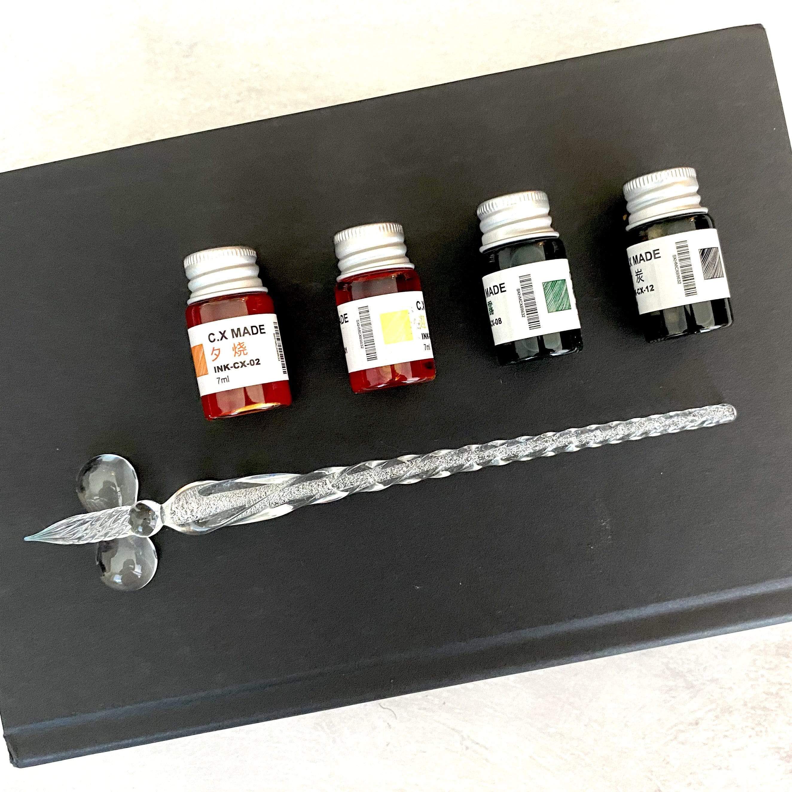 Hand-Blown Glass Dip Pen Set - Elegant Calligraphy & Writing